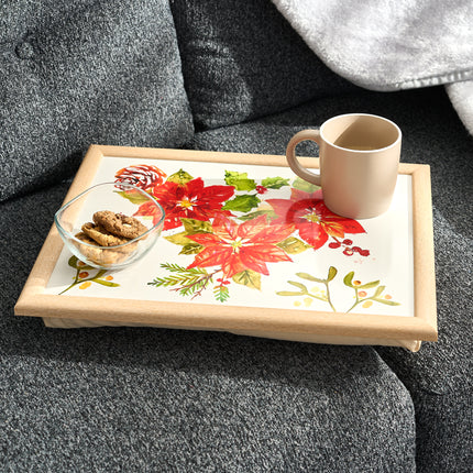 Poinsettia Lap Tray Bean Bag Serving Tray