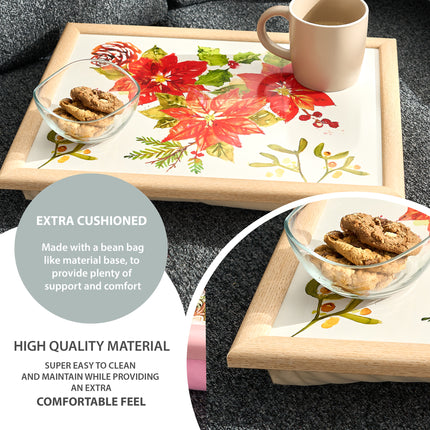 Poinsettia Lap Tray Bean Bag Serving Tray