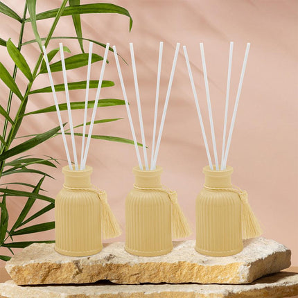 Vanilla & Anise Vintage Ribbed Glass Reed Diffusers Set of 3 Gift Set-5010792726526-Bargainia.com