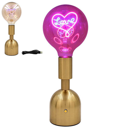 Love LED Neon Text Brass Accent Decorative Lamp-5010792734255-Bargainia.com
