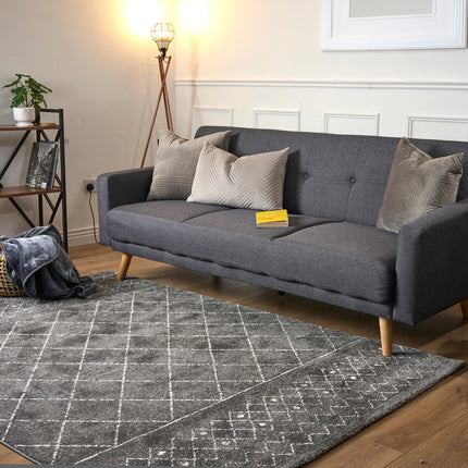 Grey Modern Friese Boho Rug - Lucca