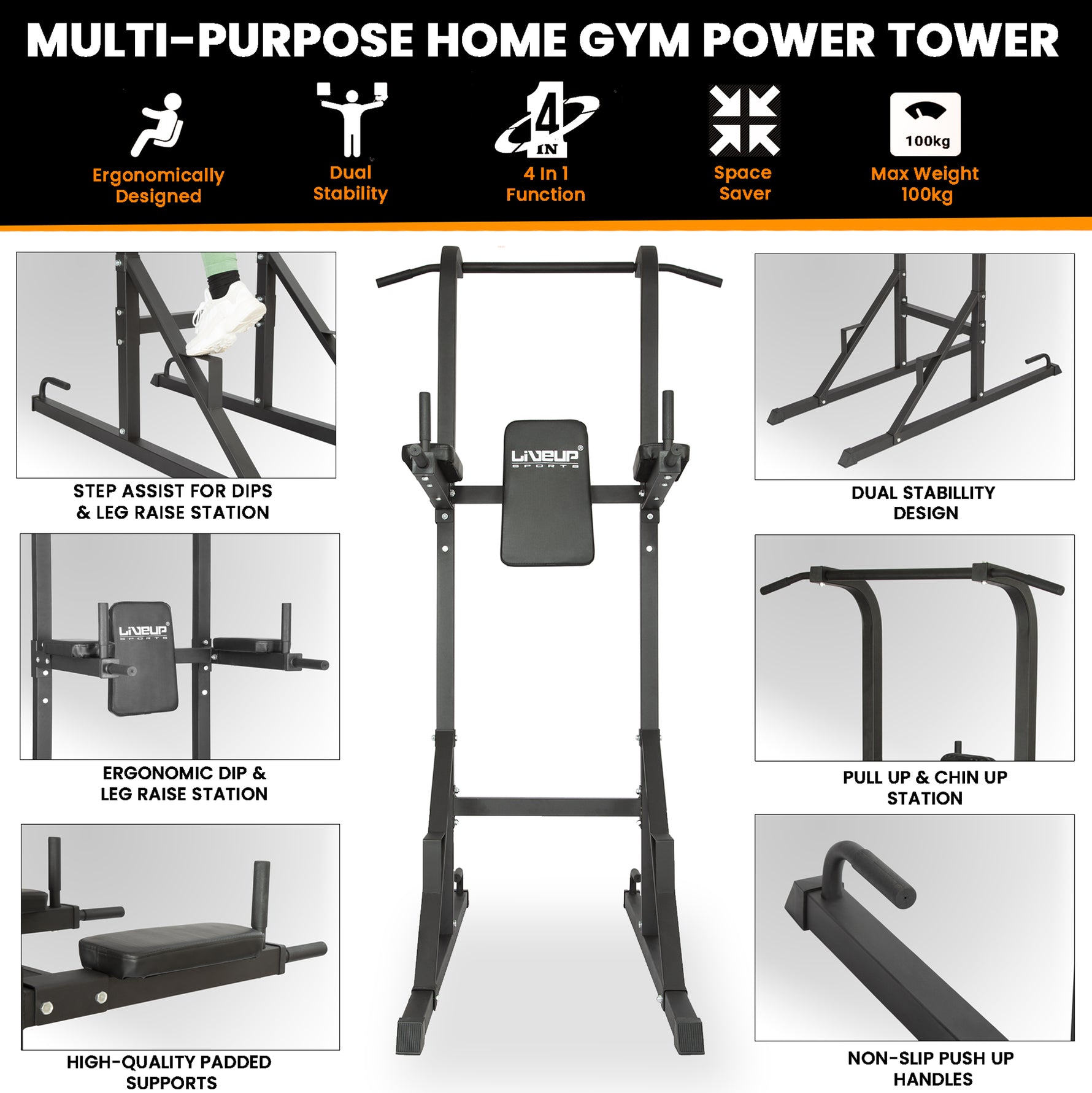 Station de traction et de dips Steel Power Tower