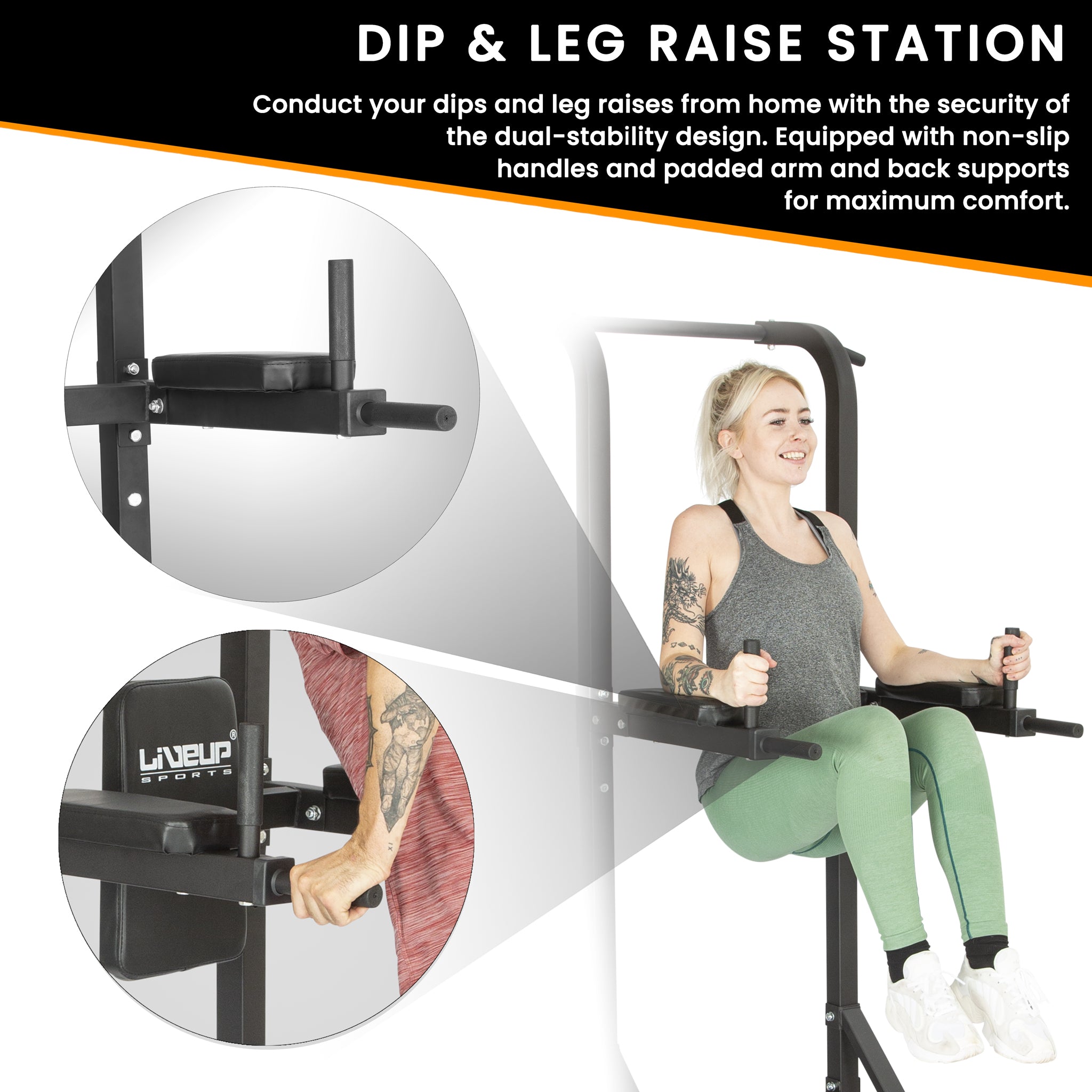 Liveup Sports 3-in-1 Power Tower: Pull-up & Dip Station