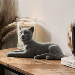 Cat Figurine - Grey Velvet - Lying-5010792476582-Bargainia.com