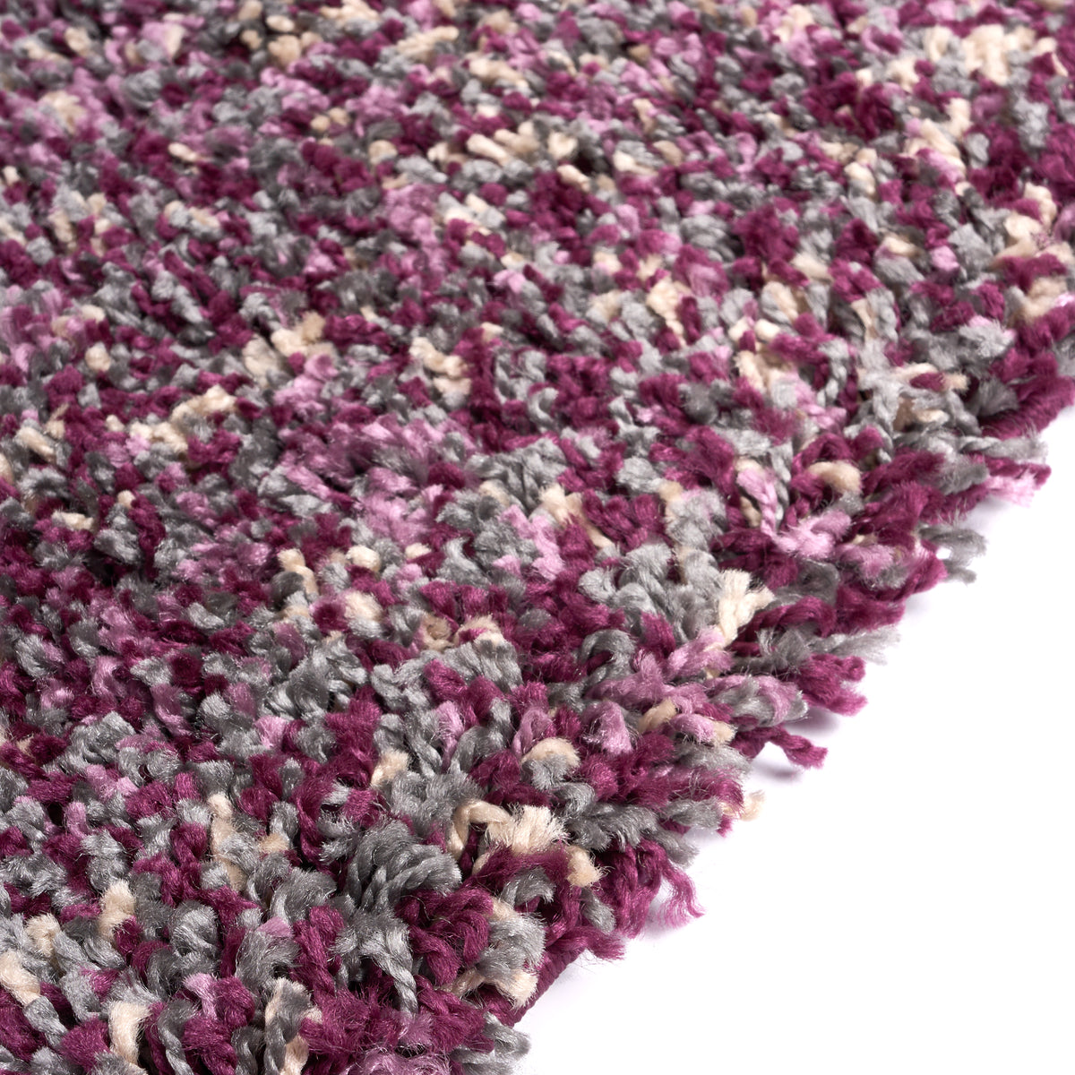 Enjoy Lilac Purple Mottled Shaggy Rug, 4cm Thick Pile, Non-Shed Polypropylene, Hessian Backed, Underfloor Heating Safe