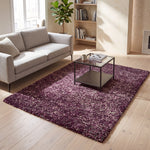 Enjoy Lilac Purple Mottled Shaggy Rug, 4cm Thick Pile, Non-Shed Polypropylene, Hessian Backed, Underfloor Heating Safe