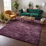 Enjoy Lilac Purple Mottled Shaggy Rug, 4cm Thick Pile, Non-Shed Polypropylene, Hessian Backed, Underfloor Heating Safe