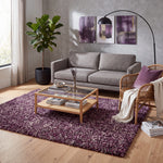 Enjoy Lilac Purple Mottled Shaggy Rug, 4cm Thick Pile, Non-Shed Polypropylene, Hessian Backed, Underfloor Heating Safe