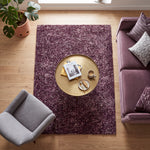 Enjoy Lilac Purple Mottled Shaggy Rug, 4cm Thick Pile, Non-Shed Polypropylene, Hessian Backed, Underfloor Heating Safe