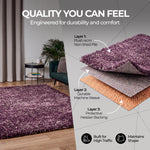 Enjoy Lilac Purple Mottled Shaggy Rug, 4cm Thick Pile, Non-Shed Polypropylene, Hessian Backed, Underfloor Heating Safe