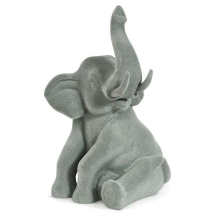 Elephant Figurine - Grey Velvet - Sitting-5010792476599-Bargainia.com