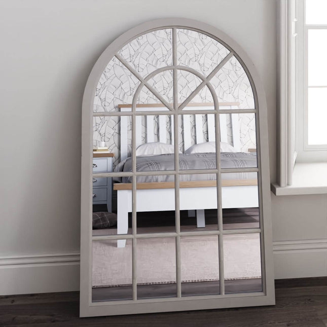 Grey Arched Window Leaner Mirror 135cm