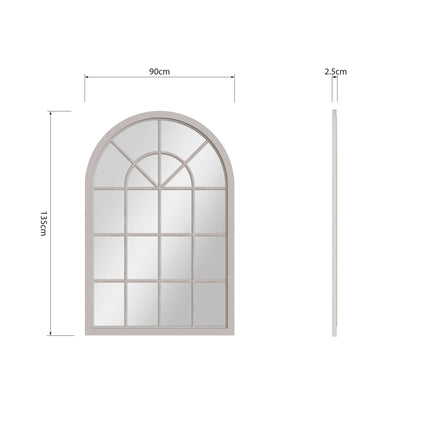 Grey Arched Window Leaner Mirror 135cm