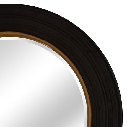 Black Round Convex Mirror 64cm