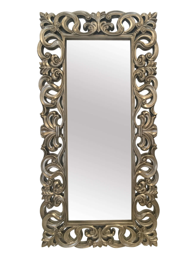 Baroque Painted Silver Ornate Leaner Mirror