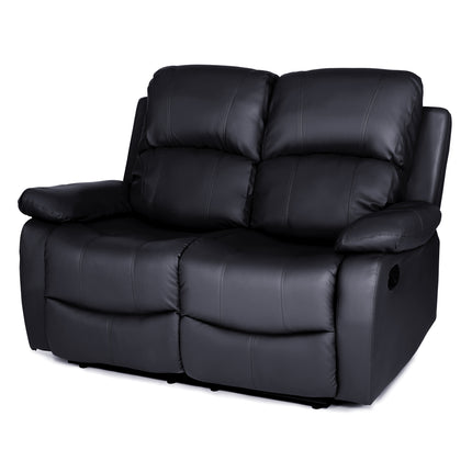 Black Faux Leather Manual Recliner Sofa Suite