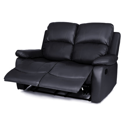 Black Faux Leather Manual Recliner Sofa Suite