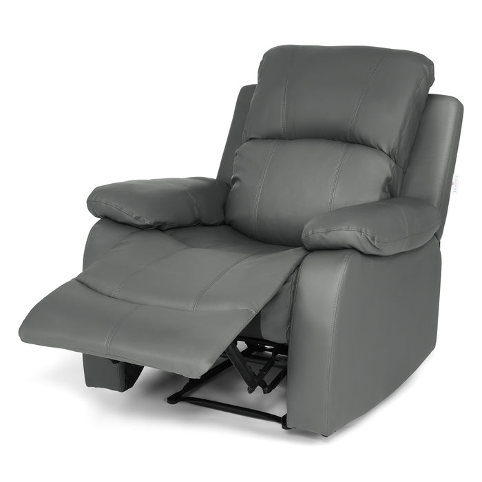 Charcoal Grey Bonded Leather Recliner Sofa Suite-8800228253293-Bargainia.com