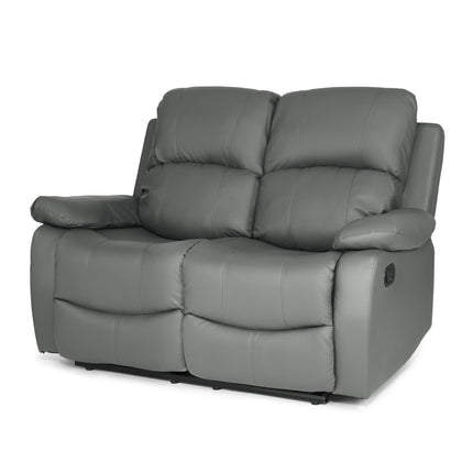 Charcoal Grey Bonded Leather Recliner Sofa Suite-8800228253323-Bargainia.com