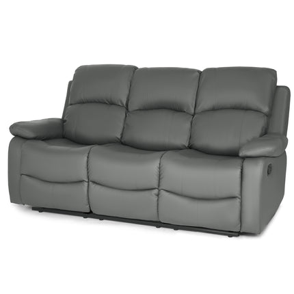 Charcoal Grey Bonded Leather Recliner Sofa Suite-8800228253453-Bargainia.com