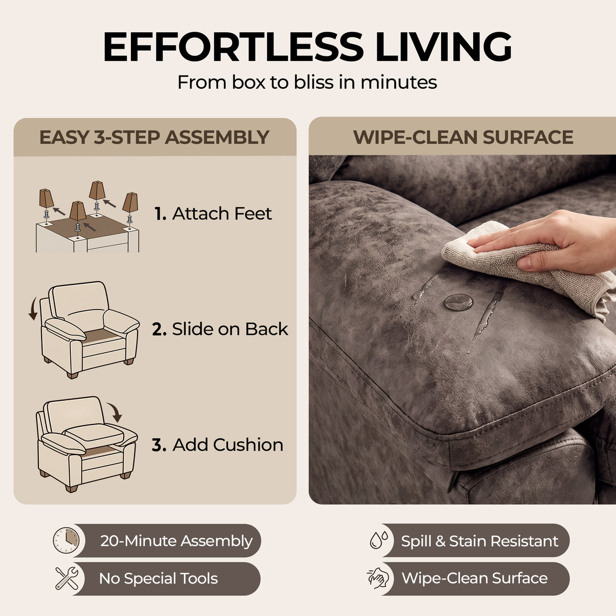 Oxford Faux Leather Sofa Suite, Chocolate Brown 3 Piece Set with Armchair, 2 Seater and 3 Seater Sofa