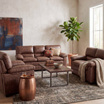 Oxford Faux Leather Sofa Suite, Walnut Brown 3 Piece Set with Armchair, 2 Seater and 3 Seater Sofa
