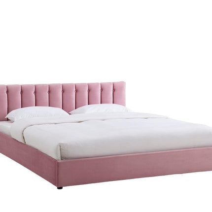 Pink Velvet Plush Ottoman Storage Bed Frame - Double or Super King-Bargainia.com