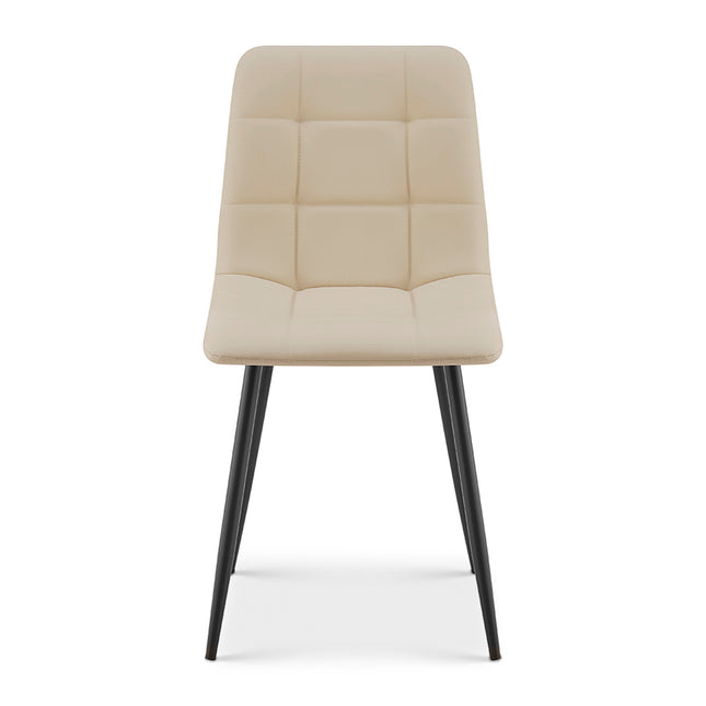 Zurich Velvet Embossed Dining Chair - Ivory White