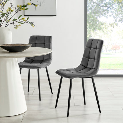 Zurich Velvet Embossed Dining Chair - Grey