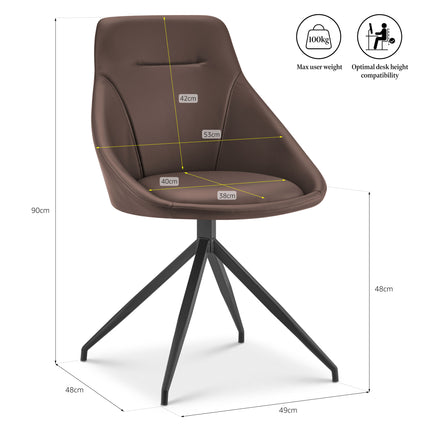 Lisbon Faux Leather Office Swivel Chair - Brown