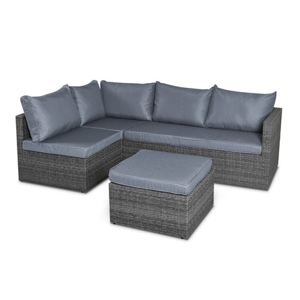 6 Seater Rattan Corner Sofa & Footstool Garden Furniture Set-5056536100252-Bargainia.com