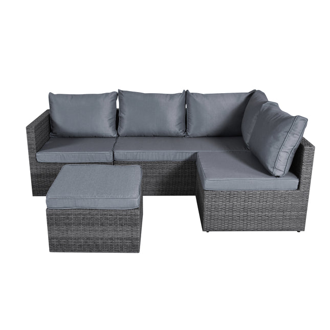 Forli 6 Seater Rattan Corner Sofa & Footstool Garden Furniture Set With Rain Cover Bargainia