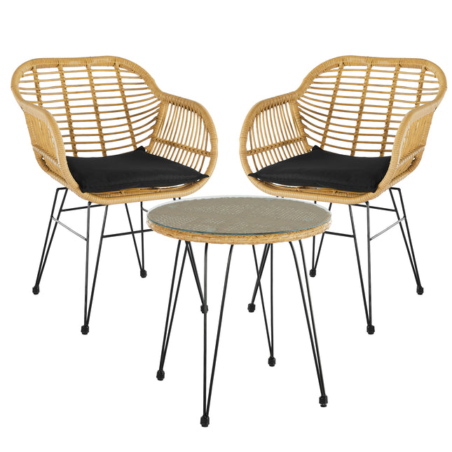 Wicker Rattan Bistro Table & Chairs Set-Bargainia.com
