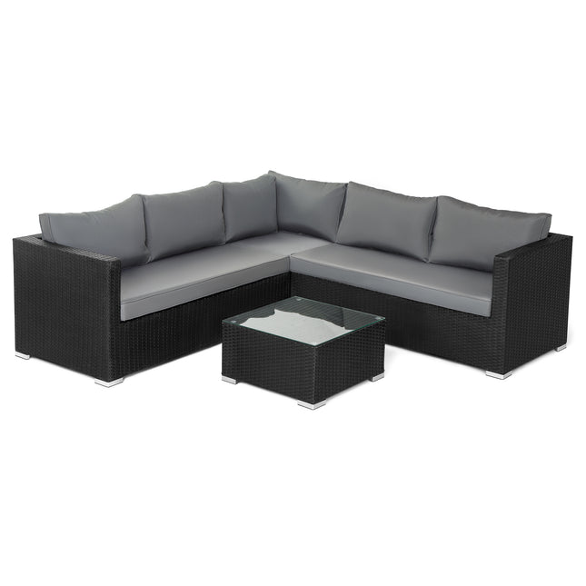 Black Rattan Garden Furniture Corner Lounge Set 7-8 Seater-5056536102454-Bargainia.com