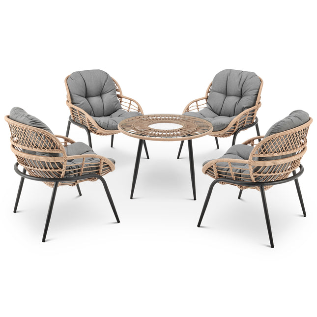 Cinco 5PCS Garden Wicker Rattan Dining Set