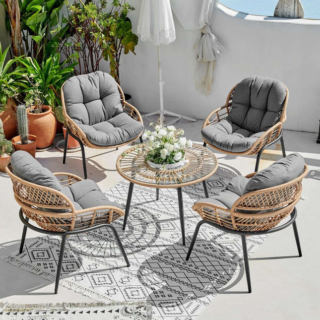 Cinco 5PCS Garden Wicker Rattan Outdoor Dining Set