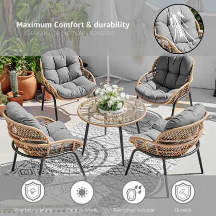 Cinco 5PCS Garden Wicker Rattan Dining Set