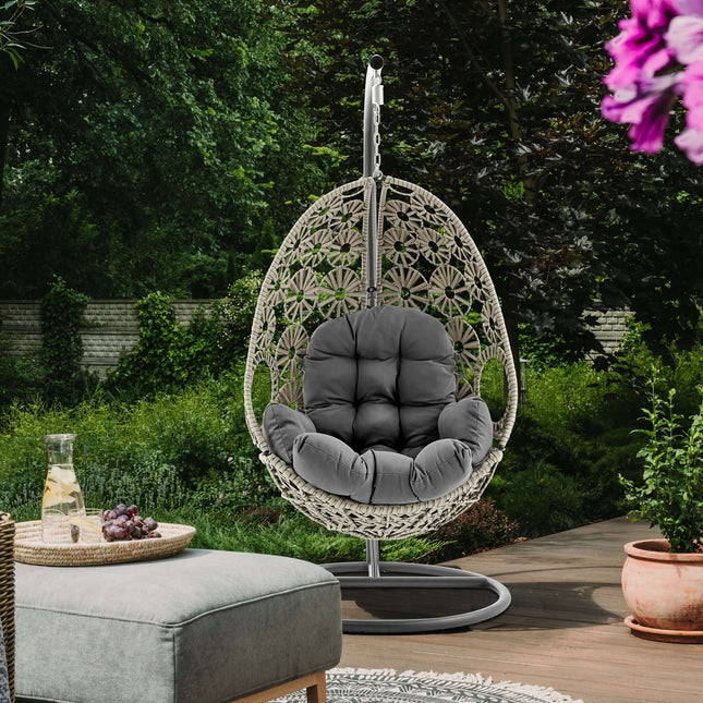 Sunburst Garden Rattan Hanging Egg Chair-Bargainia.com