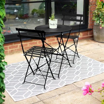 Manarola 3 Piece Garden Foldable Metal Bistro Set