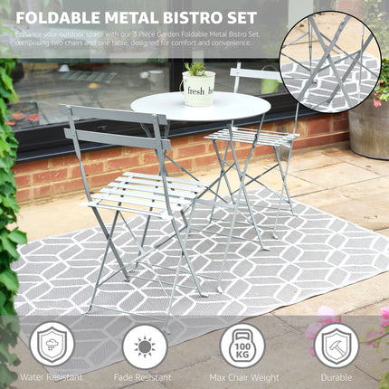 Manarola 3 Piece Garden Foldable Metal Bistro Set