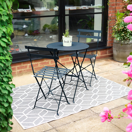 Manarola 3 Piece Garden Foldable Metal Bistro Set