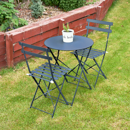 Manarola 3 Piece Garden Foldable Metal Bistro Set