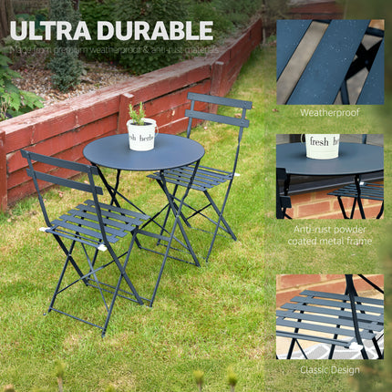 Manarola 3 Piece Garden Foldable Metal Bistro Set