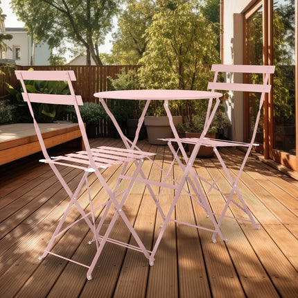 Manarola 3 Piece Garden Foldable Metal Bistro Set