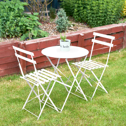 Manarola 3 Piece Garden Foldable Metal Bistro Set