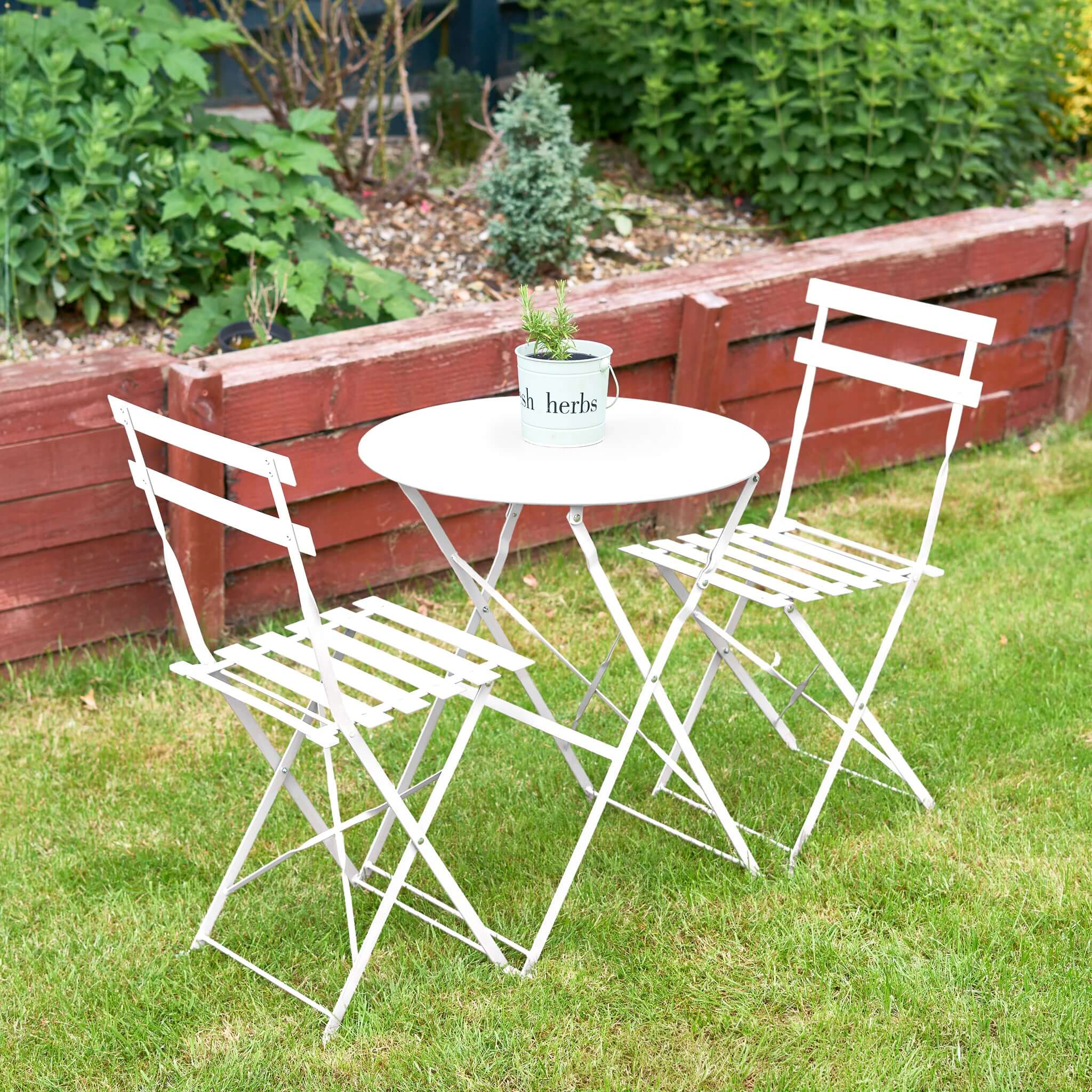 Garden Bistro Set Metal 3 Pieces - Manarola Clearance White
