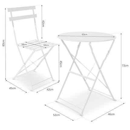 Manarola 3 Piece Garden Foldable Metal Bistro Set