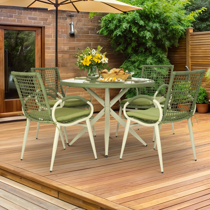 Nissi Outdoor 5-Piece Rattan Dining Set - Grey or Green