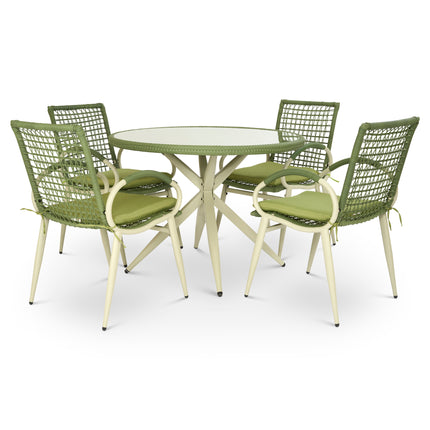 Nissi Outdoor 5-Piece Rattan Dining Set - Grey or Green