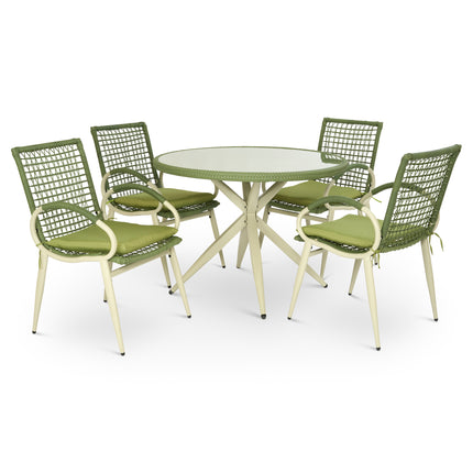 Nissi Outdoor 5-Piece Rattan Dining Set - Grey or Green